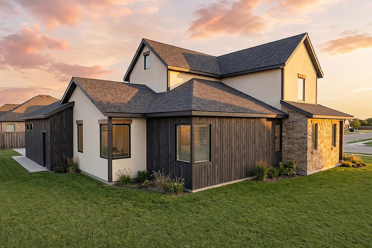 Plan 180029VNW: Modern Transitional House Plan with 3 Bedrooms and Main Level Suite - Image #2 - European, Modern, Modern Farmhouse, Transitional