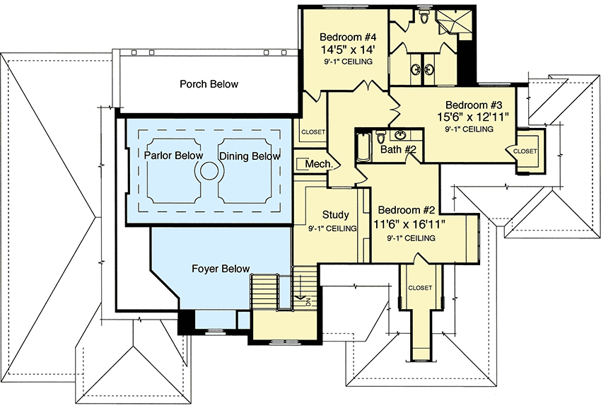 Plan 39201ST: Luxury European House Plan - Floor Plan - 2nd Floor - European, Traditional