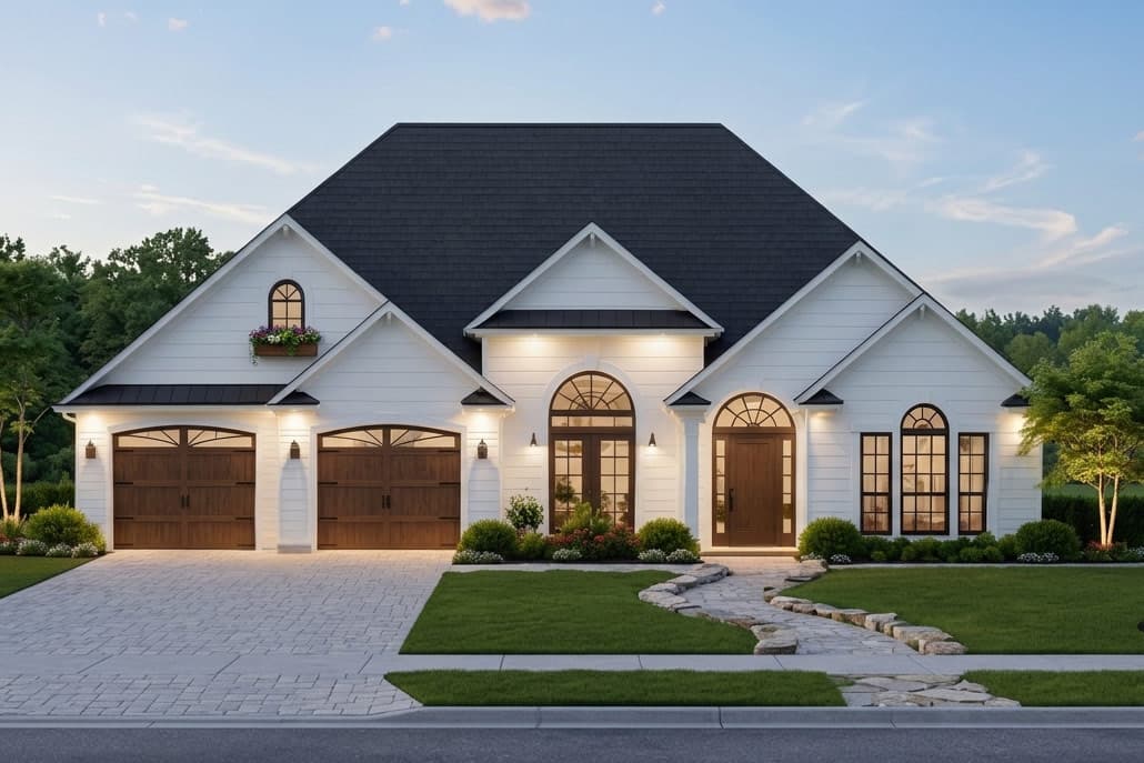 Plan image - 51395MM:European Ranch House Plan with 3 Bedrooms and 2-Car Garage