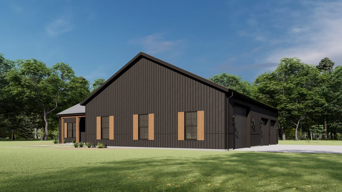 Plan 777077MTL: Modern Barndominium House Plan with 3-Car RV Garage and Workshop - Image #2 - Barndominium, Country, Modern Farmhouse