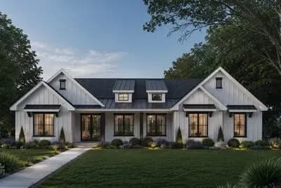 Modern Farmhouse House Plan with 3 Bedrooms and Open Layout