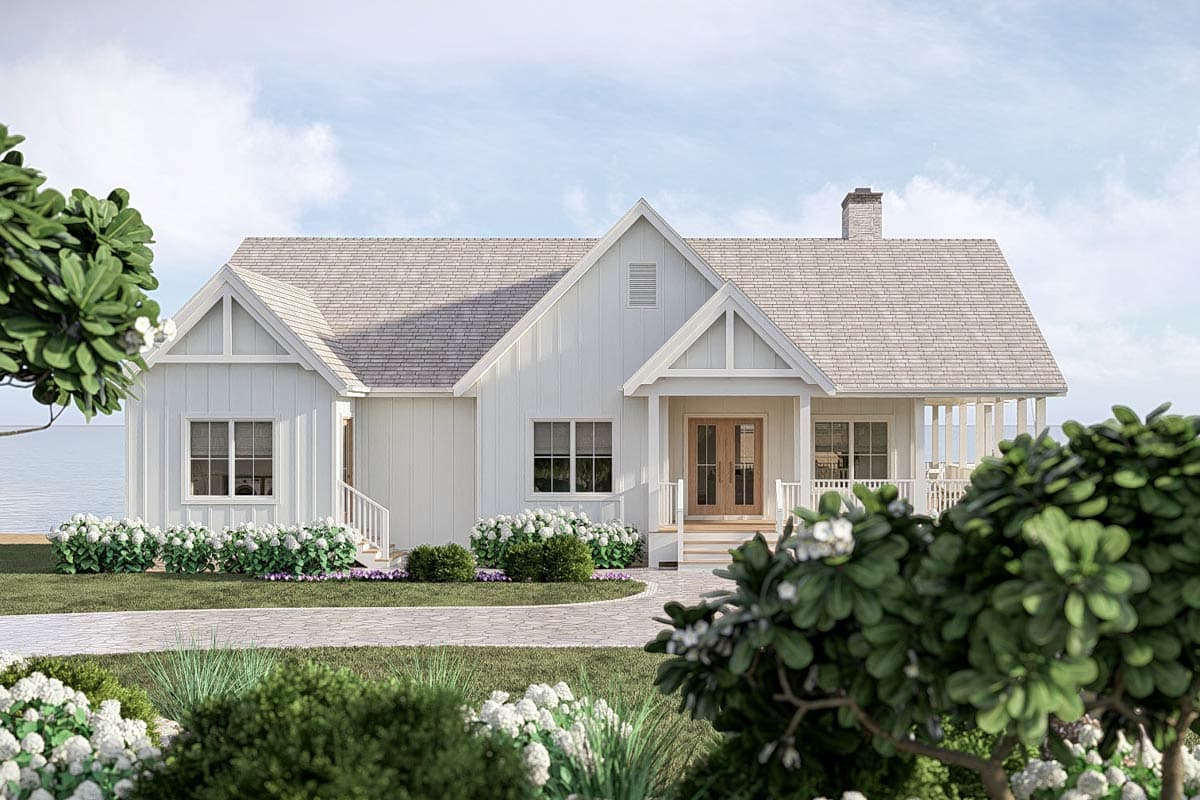 Plan 623660DJ: Charming Beach Cottage House Plan with Wraparound Porch and Two Bedrooms - Image #4 - Beach, Cottage, Country