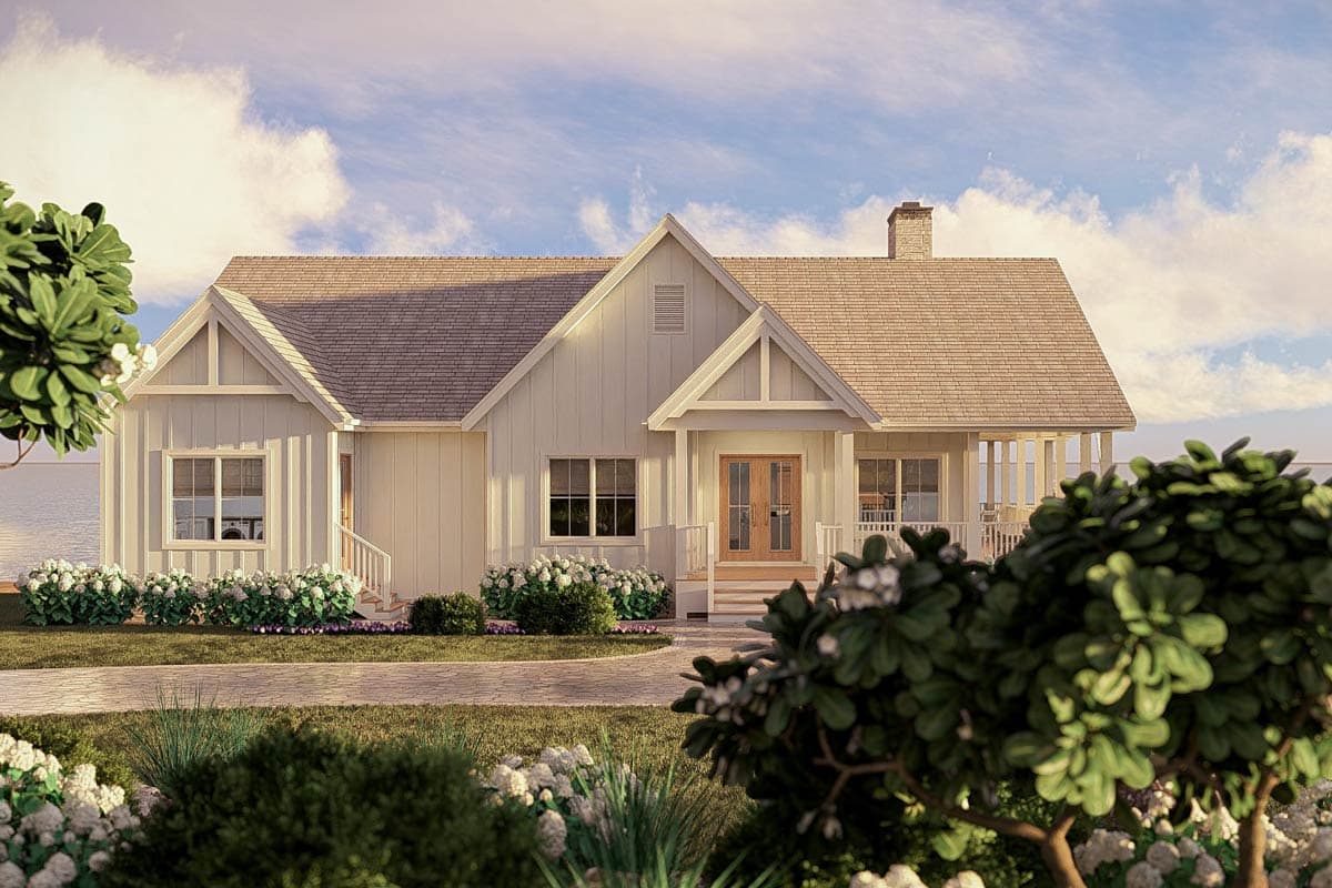 Plan 623660DJ: Charming Beach Cottage House Plan with Wraparound Porch and Two Bedrooms - Image #5 - Beach, Cottage, Country