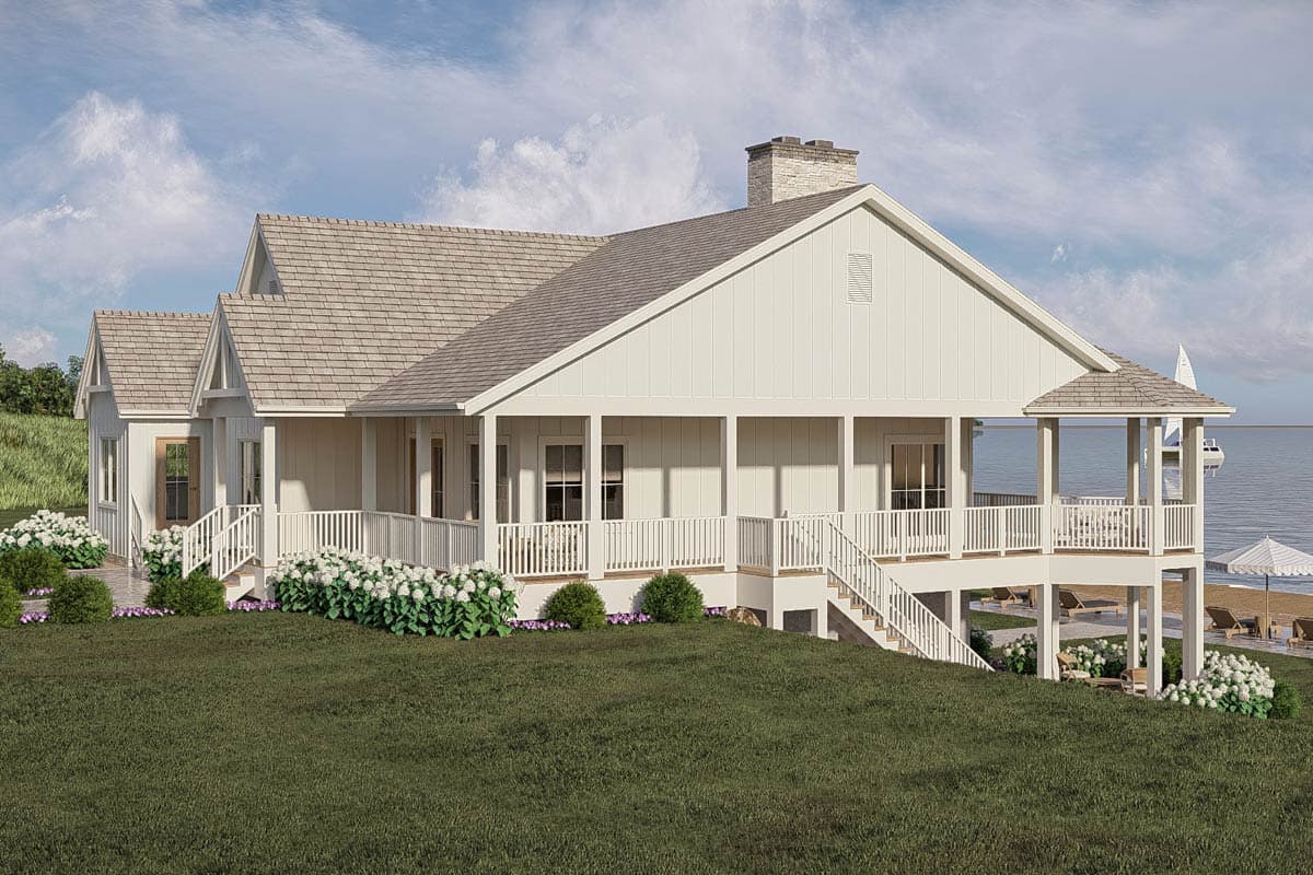Plan 623660DJ: Charming Beach Cottage House Plan with Wraparound Porch and Two Bedrooms - Image #7 - Beach, Cottage, Country
