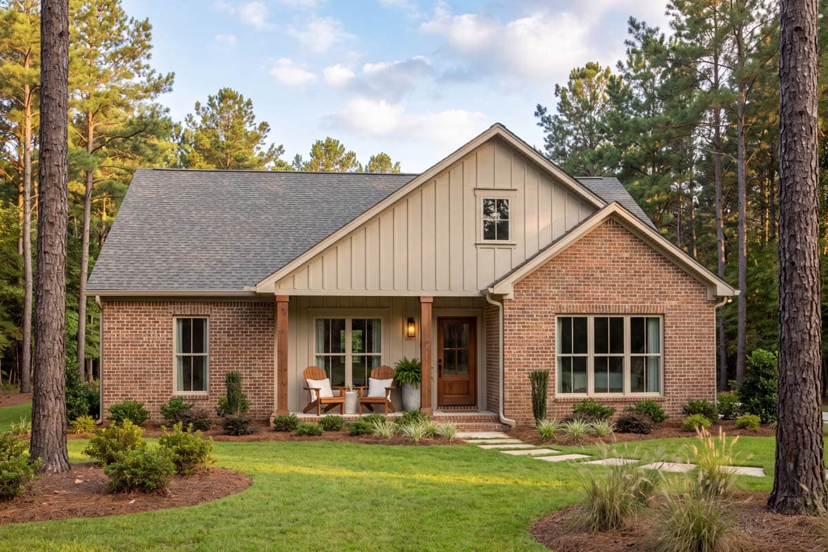 Plan 52054HZ: Charming 1,128 Square Foot Modern Farmhouse House Plan with Three Bedrooms - Image #4 - Country, Modern Farmhouse, Traditional