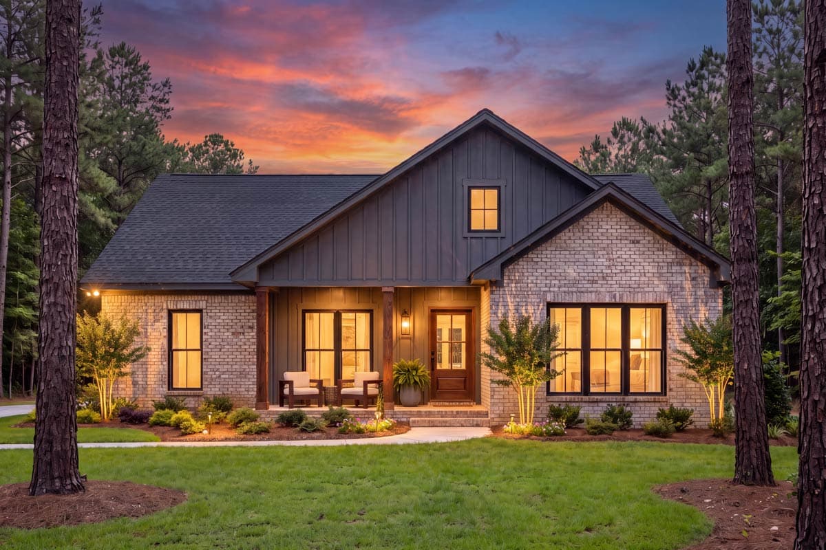 Plan 52054HZ: Charming 1,128 Square Foot Modern Farmhouse House Plan with Three Bedrooms - Image #6 - Country, Modern Farmhouse, Traditional