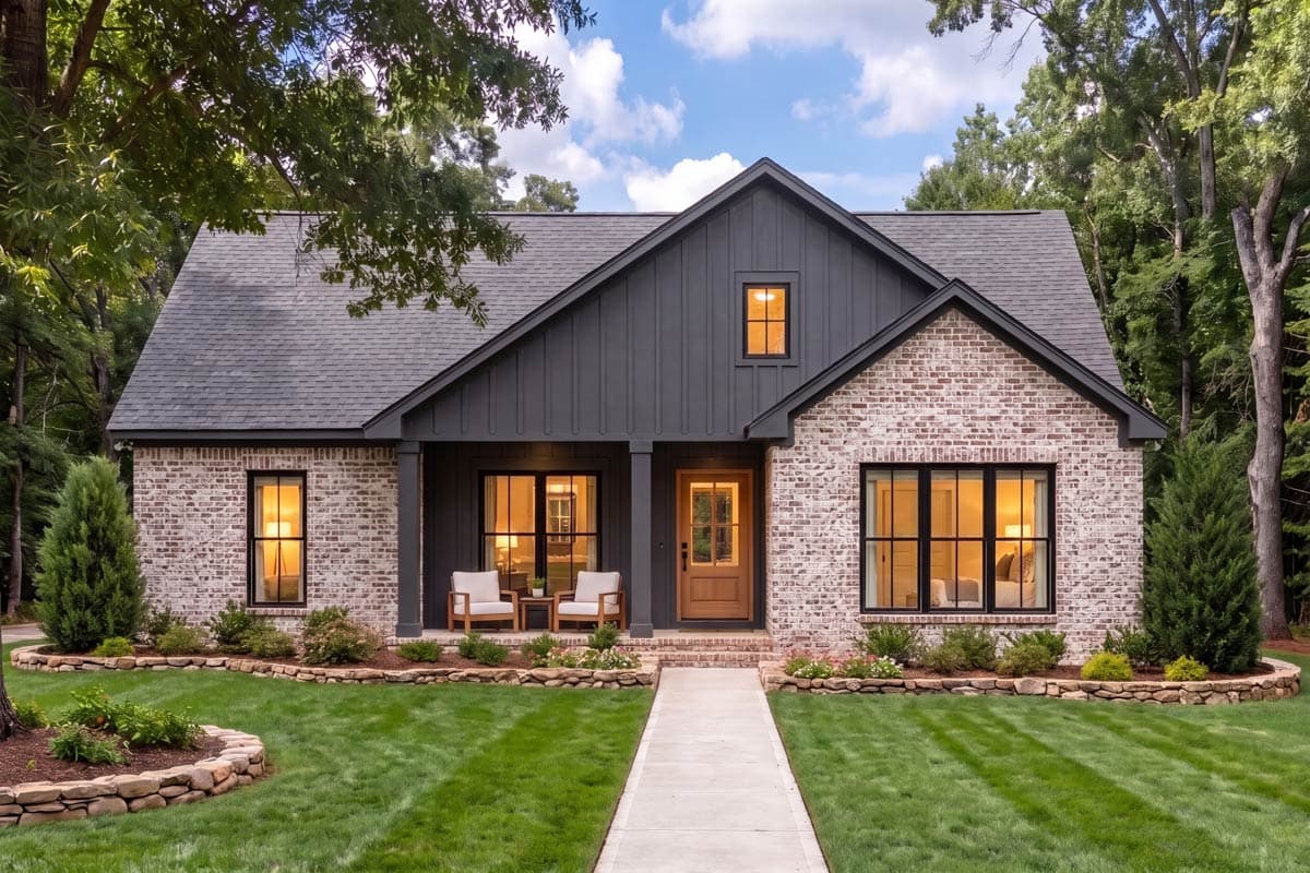 Plan 52054HZ: Charming 1,128 Square Foot Modern Farmhouse House Plan with Three Bedrooms - Image #2 - Country, Modern Farmhouse, Traditional