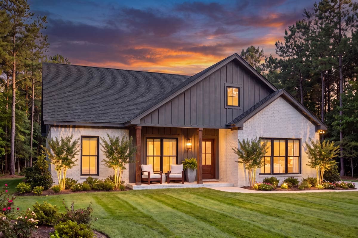 Plan 52054HZ: Charming 1,128 Square Foot Modern Farmhouse House Plan with Three Bedrooms - Image #9 - Country, Modern Farmhouse, Traditional