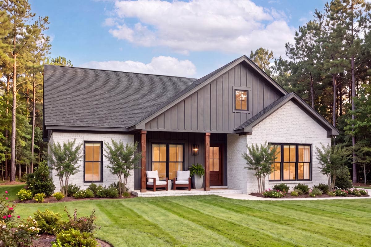 Plan 52054HZ: Charming 1,128 Square Foot Modern Farmhouse House Plan with Three Bedrooms - Image #7 - Country, Modern Farmhouse, Traditional