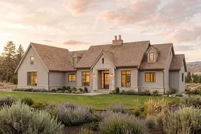 European Style House Plan with 3 Bedrooms and Vaulted Ceilings