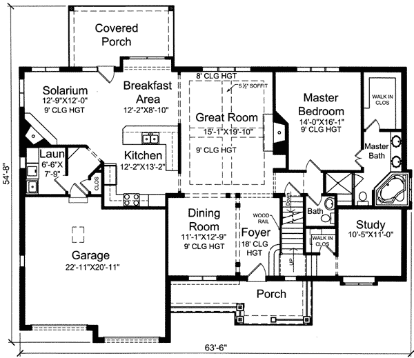 Plan 39209ST: Solarium and Two Box Bay Windows - Floor Plan - Main Level - Traditional