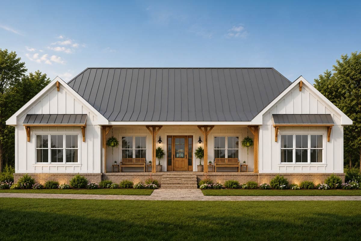 Plan image - 810066RBT:Modern Farmhouse House Plan with Split Bedrooms and 2-Car Garage