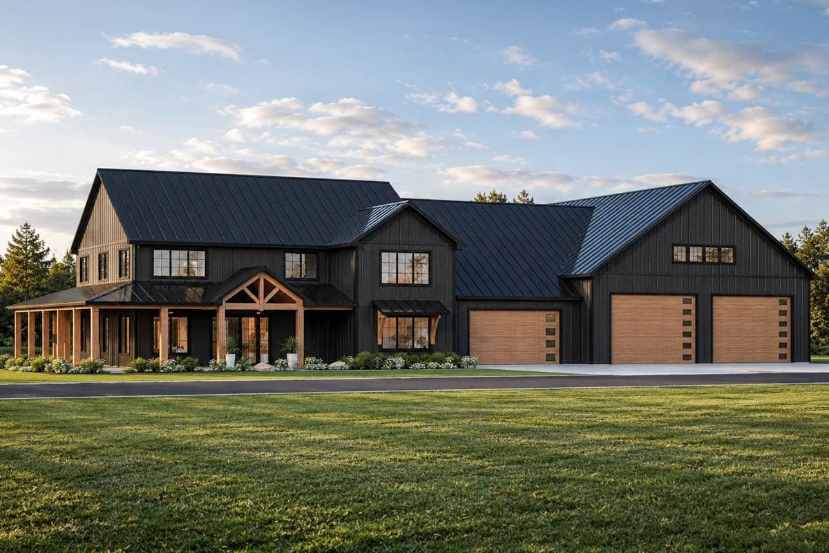 Plan image - 135453GRA:Modern Barndominium House Plan with 6-Car Garage and Indoor Sport Court