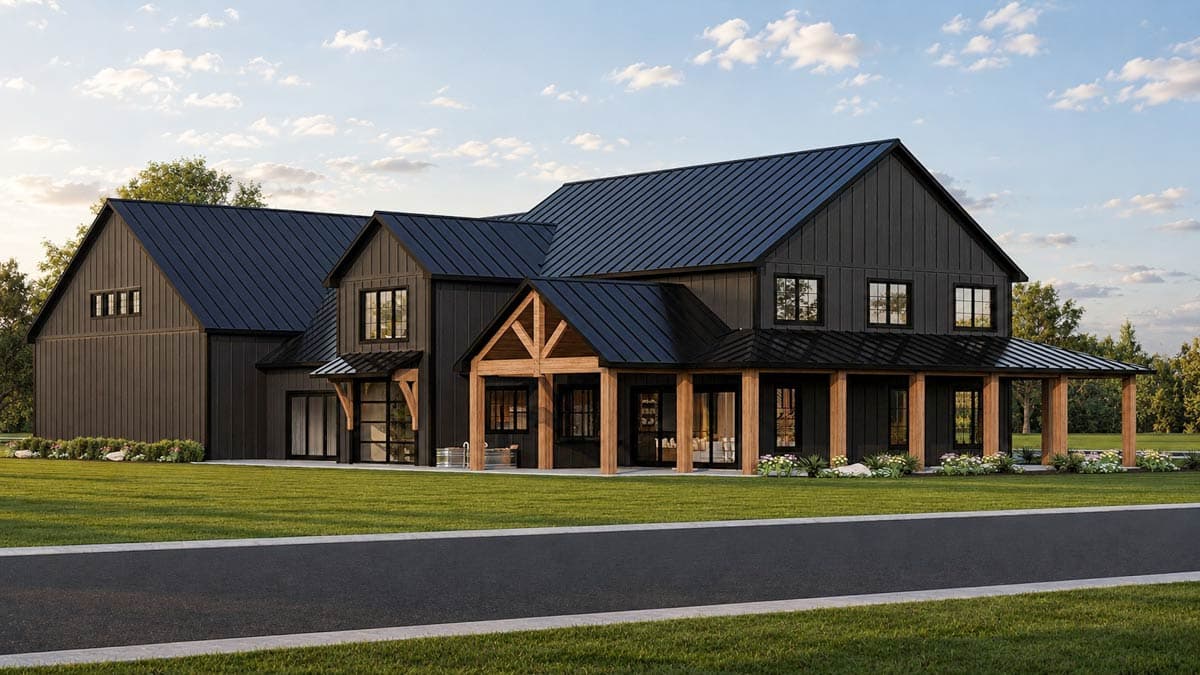 Plan 135453GRA: Modern Barndominium House Plan with 6-Car Garage and Indoor Sport Court - Image #4 - Barndominium, Modern Farmhouse, New American, Traditional