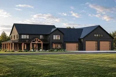 Modern Barndominium House Plan with 6-Car Garage and Indoor Sport Court