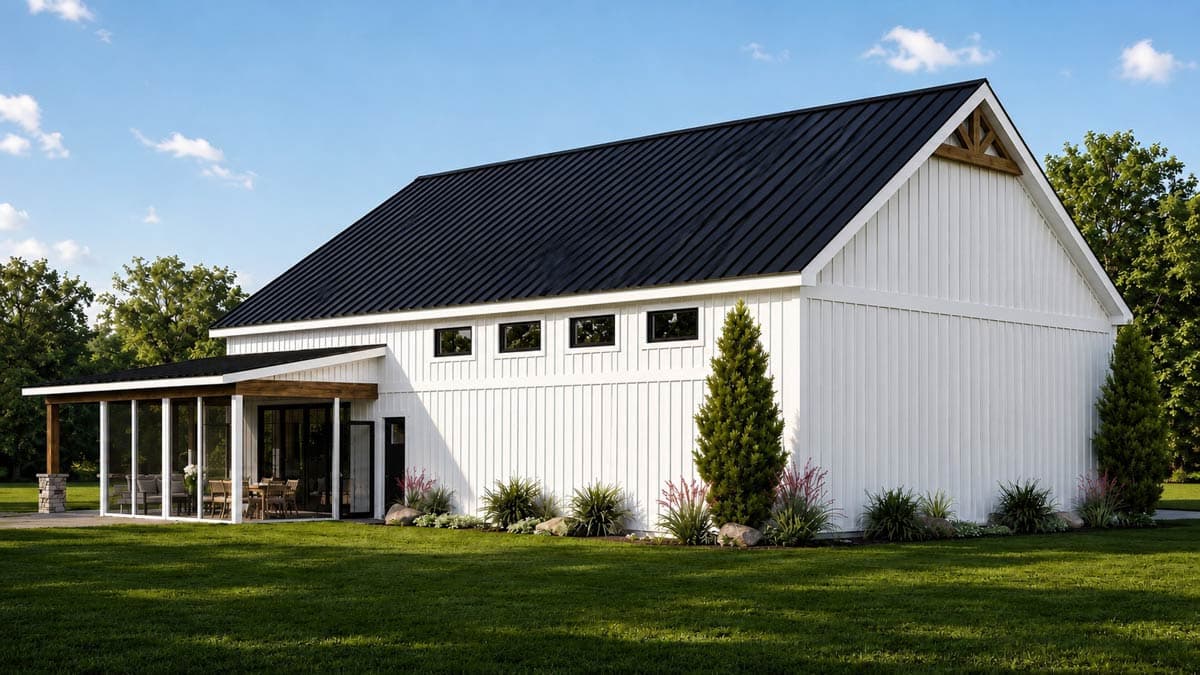 Plan 135454GRA: Charming Barndominium House Plan with 2 Bedrooms and Spacious 3-Car Garage - Image #4 - Barndominium, Country, Craftsman, Farmhouse