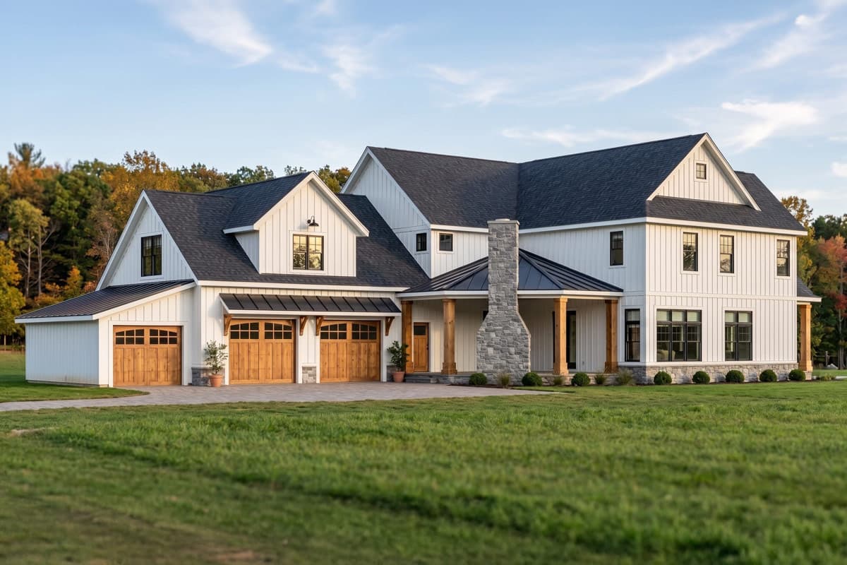 Plan image - 135455GRA:New American House Plan with Three Bedrooms and Three-Car Garage