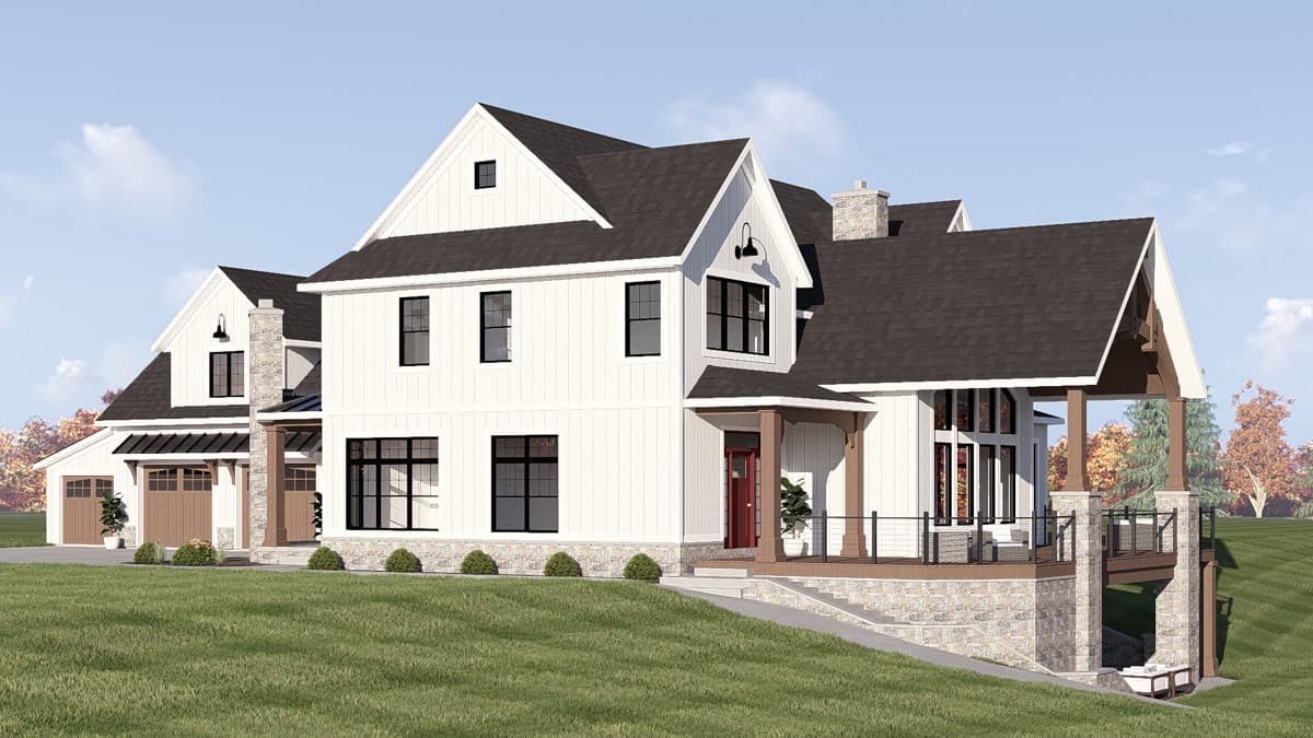 Plan 135455GRA: New American House Plan with Three Bedrooms and Three-Car Garage - Image #2 - Contemporary, Country, Craftsman, Modern Farmhouse, New American