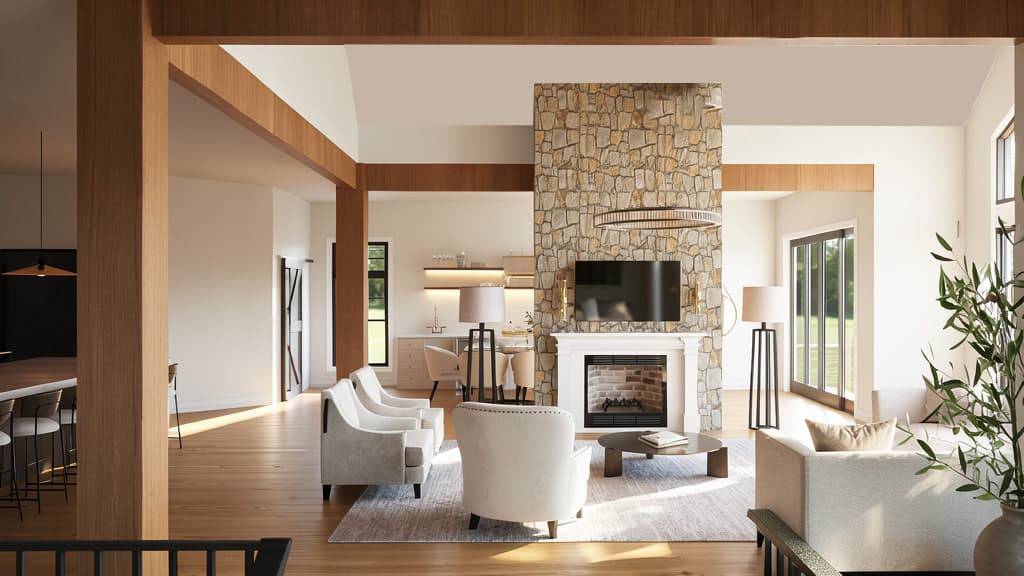 Plan 135455GRA: New American House Plan with Three Bedrooms and Three-Car Garage - Image #9 - Contemporary, Country, Craftsman, Modern Farmhouse, New American
