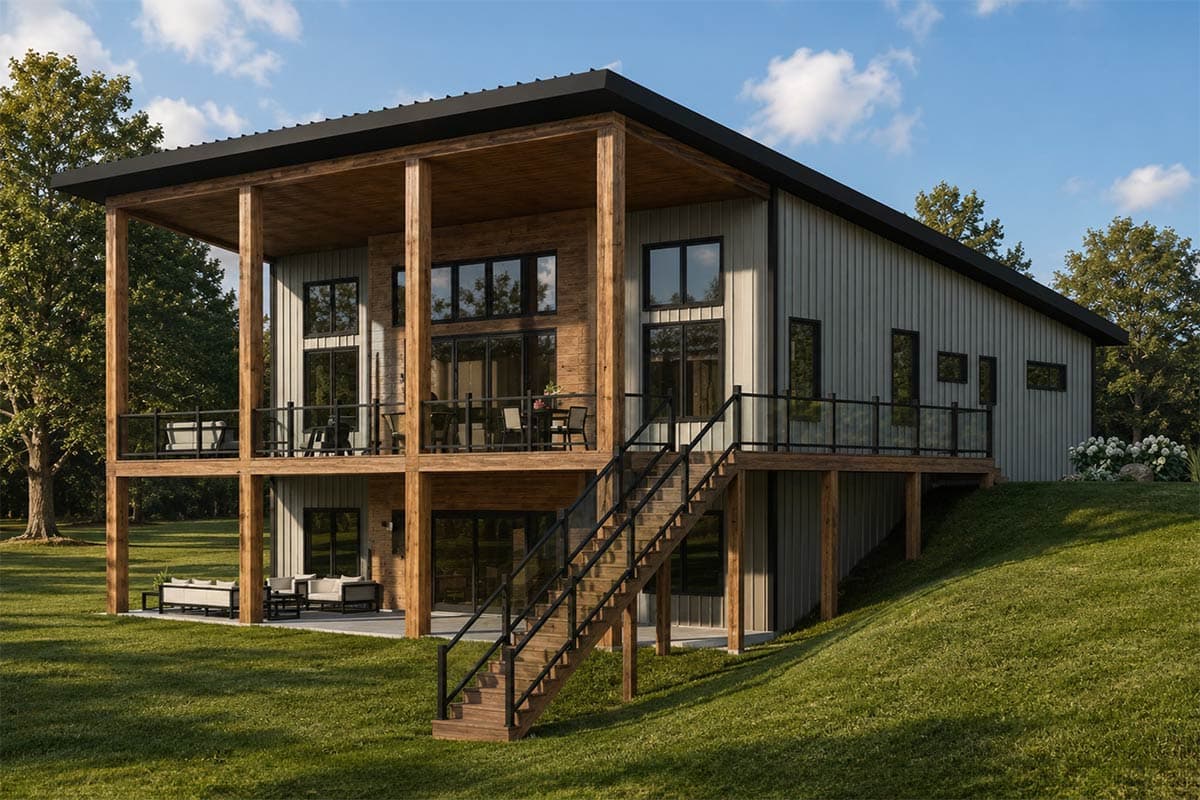Plan image - 135456GRA:Modern Contemporary House Plan Featuring Two Primary Suites and Expansive Decking