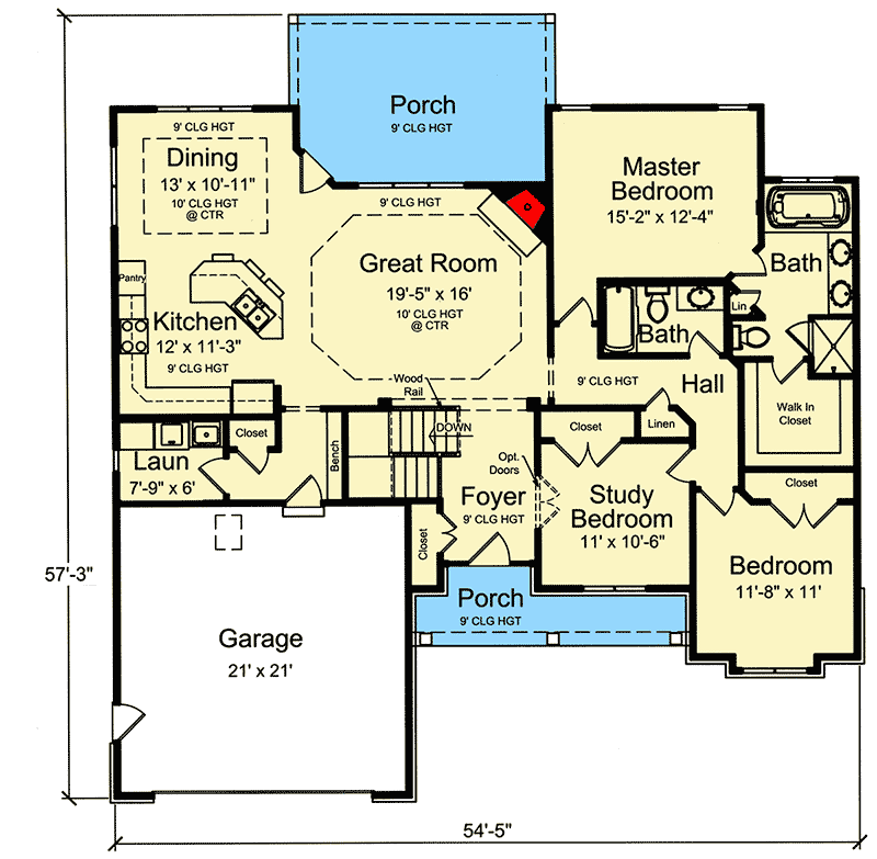 Plan 39215ST: Eye-Pleasing House Plan with Flex Room - 1718 Sq Ft - Floor Plan - Main Level - Craftsman, Northwest, Ranch, Traditional