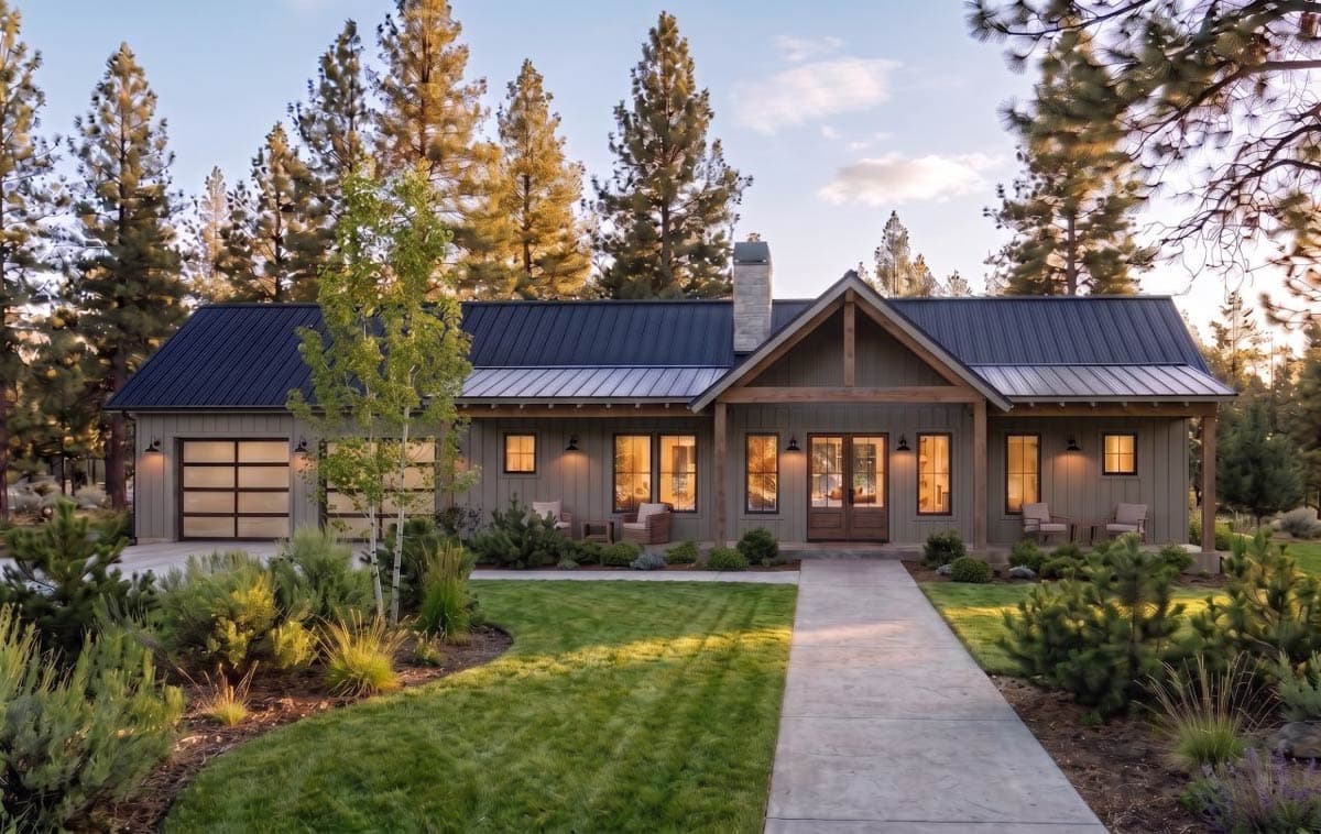 Plan 470321REY: 3-Bedroom Modern Farmhouse Ranch Home Plan with Drive-Thru Garage - Image #2 - Barndominium, Country, Craftsman, Modern Farmhouse, New American, Ranch