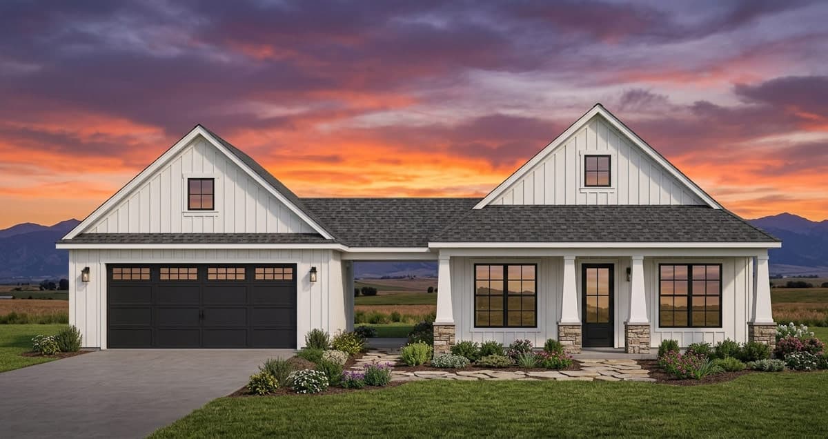 Plan 818217JSS: Farmhouse Cottage House Plan with 3 Bedrooms and Front-Entry Garage - Image #2 - Cottage, Country, Farmhouse