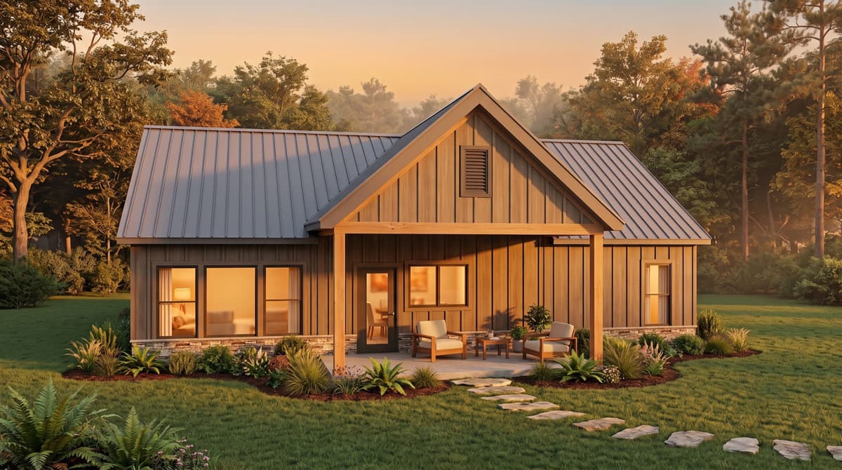Plan 911076JVD: Charming Modern Farmhouse House Plan with Two Bedrooms and Open Layout - Image #3 - Cottage, Country, Craftsman, Farmhouse, New American, Ranch, Traditional