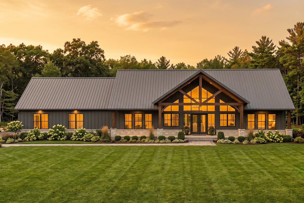 Plan 911077JVD: Modern Ranch Farmhouse Plan with 3 Bedrooms and 3-Car Garage - Image #1 - Barndominium, Country, Craftsman, Modern Farmhouse, Ranch, Traditional