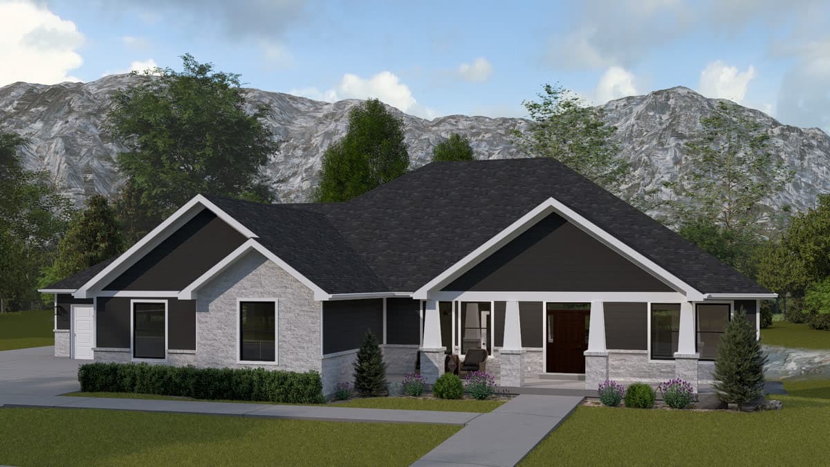 Plan 61763UT: Traditional Craftsman House Plan with 3 Bedrooms and 4-Car Garage - Image #2 - Craftsman, Traditional