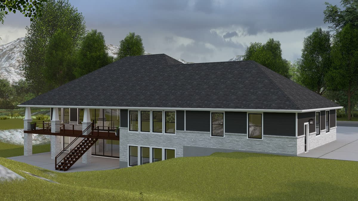 Plan 61763UT: Traditional Craftsman House Plan with 3 Bedrooms and 4-Car Garage - Image #4 - Craftsman, Traditional