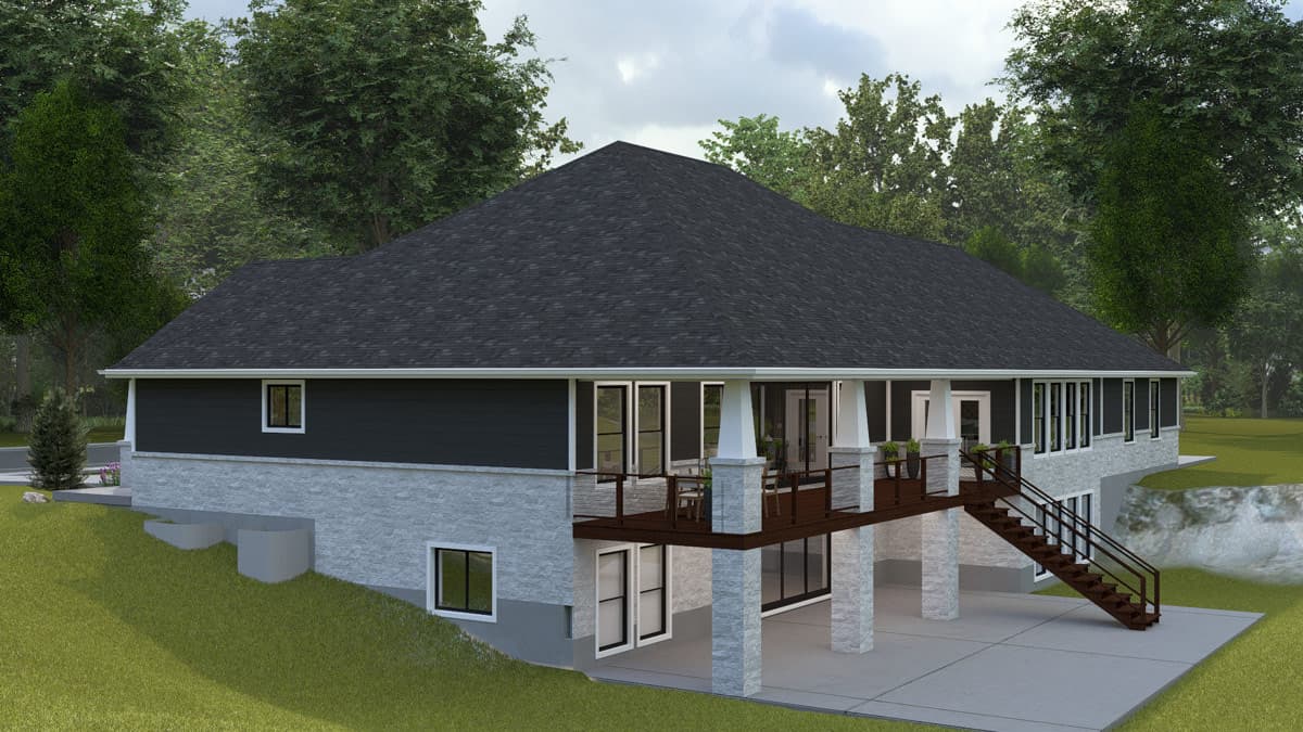 Plan 61763UT: Traditional Craftsman House Plan with 3 Bedrooms and 4-Car Garage - Image #3 - Craftsman, Traditional