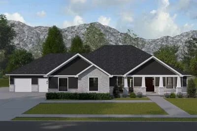 Traditional Craftsman House Plan with 3 Bedrooms and 4-Car Garage