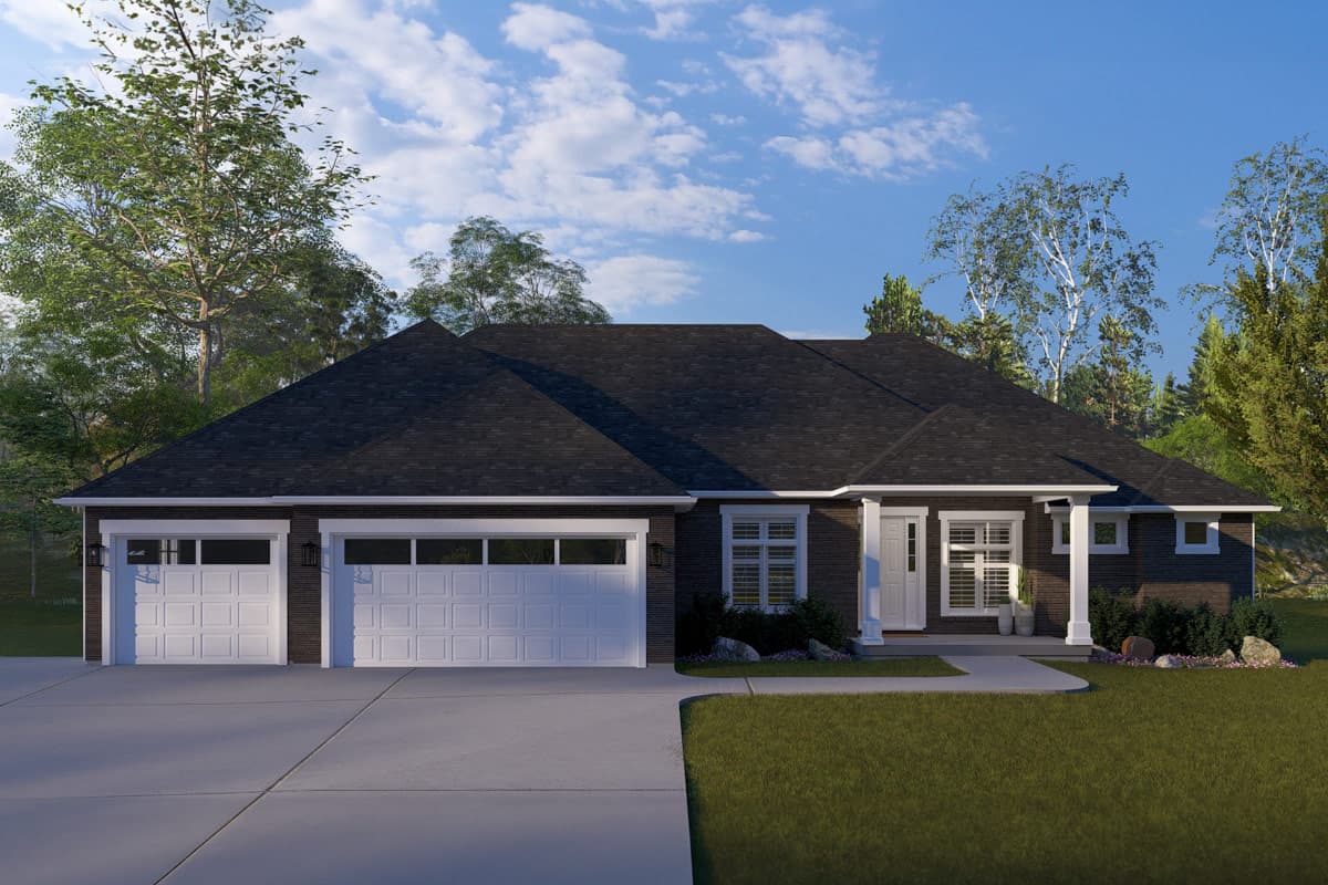 Plan image - 61764UT:Craftsman Ranch House Plan with 3 Bedrooms and 3-Car Garage