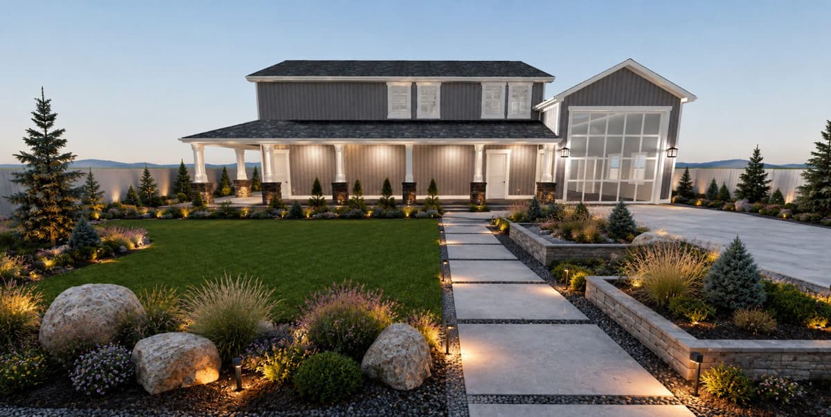 Plan 61765UT: Modern Farmhouse-Style Barndominium Plan with Three-Car Garage and Wraparound Porch - Image #3 - Barndominium, Modern Farmhouse