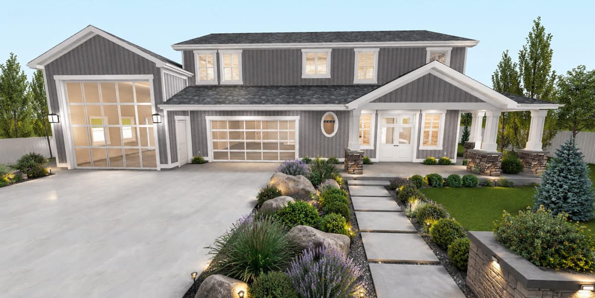 Plan 61765UT: Modern Farmhouse-Style Barndominium Plan with Three-Car Garage and Wraparound Porch - Image #9 - Barndominium, Modern Farmhouse