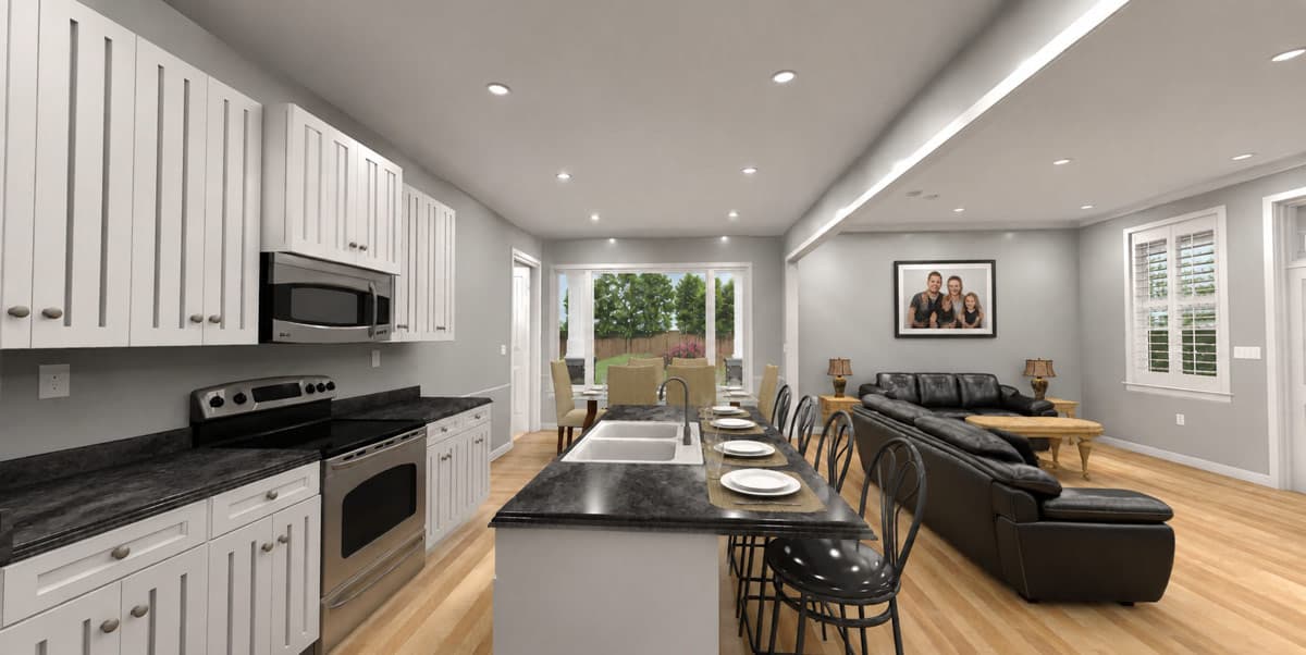 Plan 61765UT: Modern Farmhouse-Style Barndominium Plan with Three-Car Garage and Wraparound Porch - Image #10 - Barndominium, Modern Farmhouse