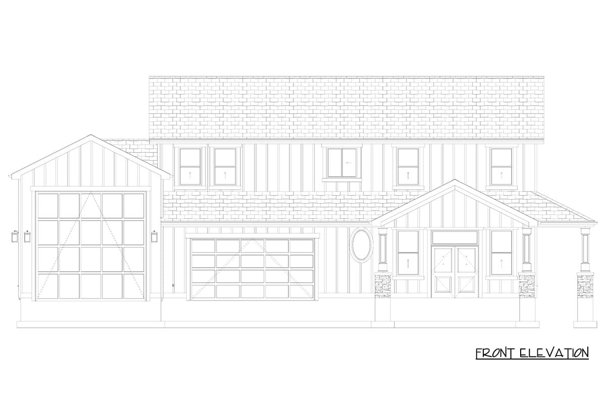 Plan 61765UT: Modern Farmhouse-Style Barndominium Plan with Three-Car Garage and Wraparound Porch - Image #27 - Barndominium, Modern Farmhouse