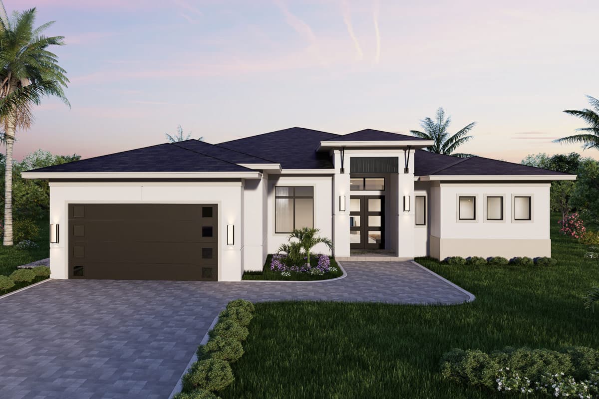 Plan image - 65774BS:Contemporary Florida-Style House Plan with 4 Bedrooms and 2-Car Garage