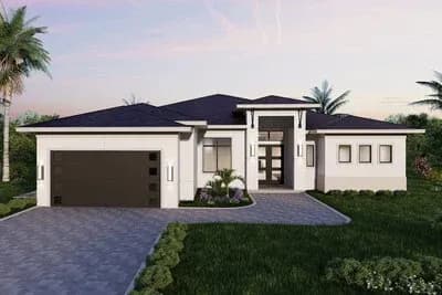 Contemporary Florida-Style House Plan with 4 Bedrooms and 2-Car Garage