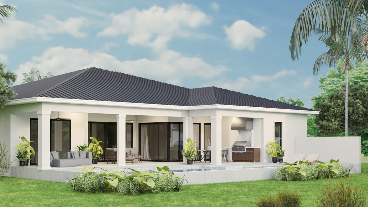 Plan 65775BS: Coastal Contemporary House Plan with 4 Bedrooms and Spacious Outdoor Kitchen - Image #2 - Beach, Coastal Contemporary, Florida-Style