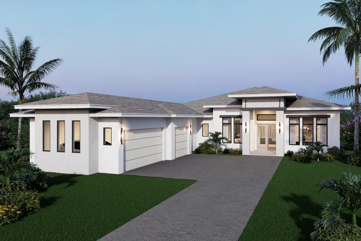 Plan image - 65778BS:Contemporary Florida-Style House Plan with Four Bedrooms and Three-Car Garage