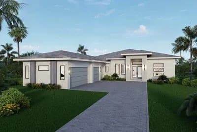 Modern Four Bedroom House Plan with Expansive Lanai and Courtyard Entry