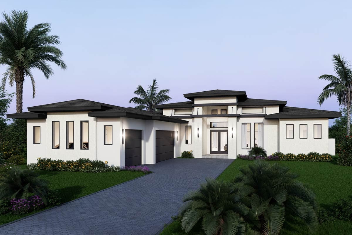 Plan 65780BS: Coastal Contemporary House Plan with 4 Bedrooms and Expansive Lanai - Image #1 - Coastal Contemporary, Contemporary, Florida-Style, Modern