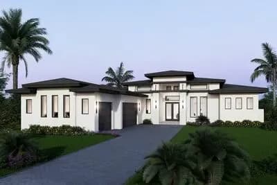 Coastal Contemporary House Plan with 4 Bedrooms and Expansive Lanai