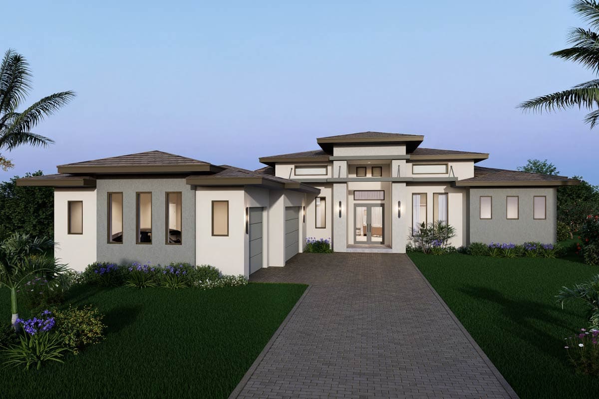 Plan image - 65783BS:Contemporary Florida Style House Plan with 4 Bedrooms and Courtyard Entry