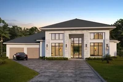 Modern Estate House Plan: 4 Beds, 4 Baths, 4,365 sq. ft. with Outdoor Living and Wine Room
