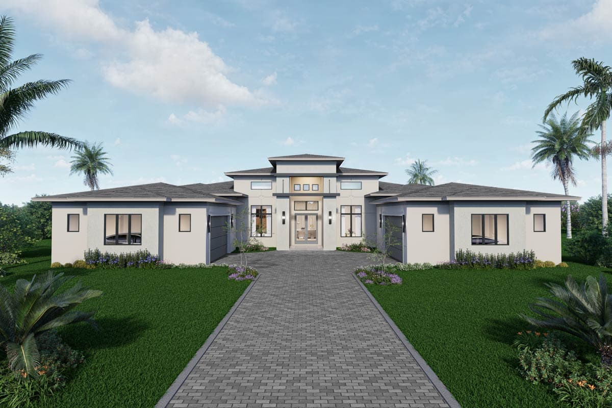 Plan image - 65786BS:Coastal Contemporary House Plan with 3 Bedrooms and 4-Car Garage