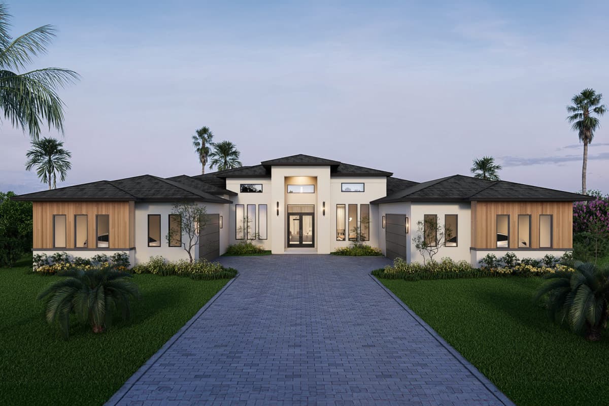 Plan image - 65788BS:Coastal Contemporary House Plan with 3 Bedrooms and 4-Car Garage