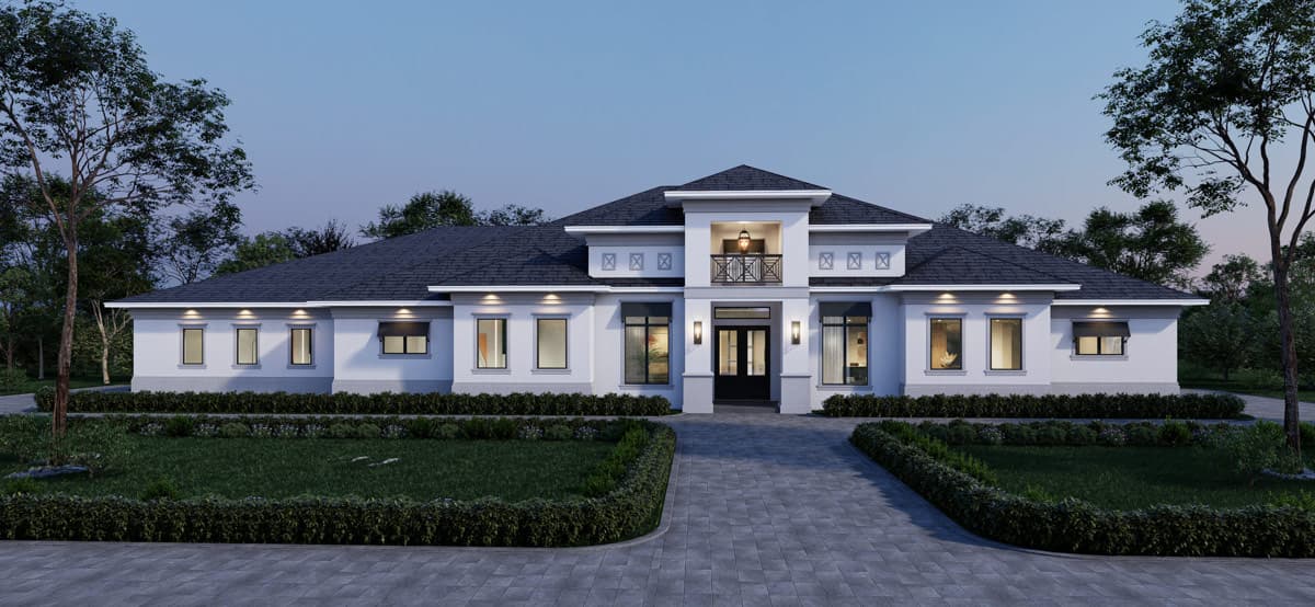 Plan 65790BS: Contemporary Florida Style House Plan with Five Bedrooms and Expansive Lanai - Image #2 - Contemporary, Florida-Style